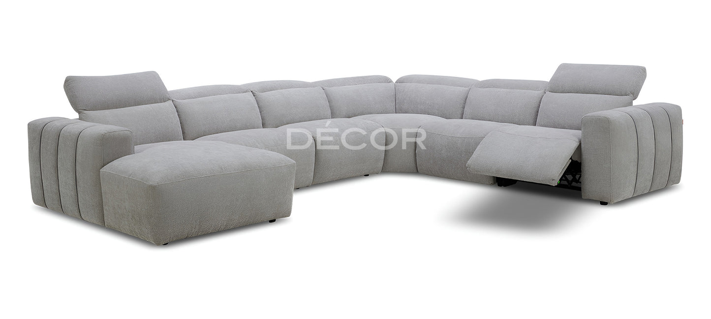 BRENTWOOD Fabric L-Shape Sofa (w 2 power recline seats)