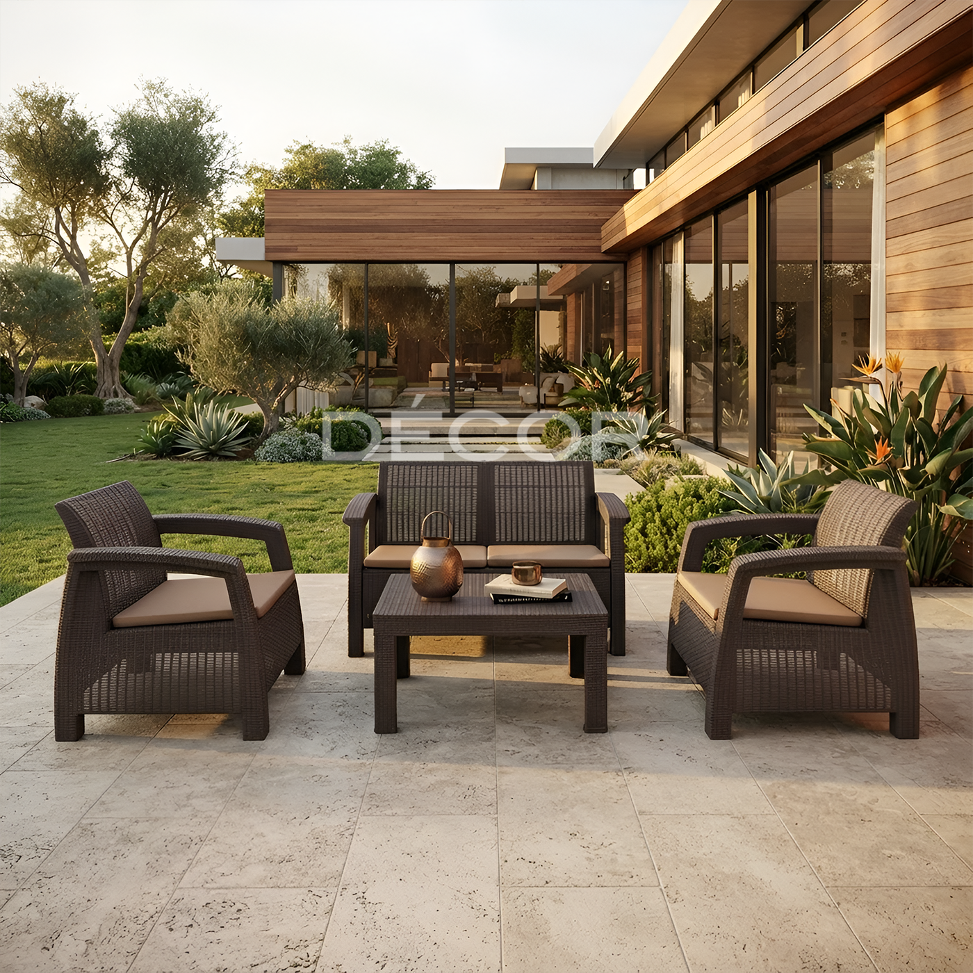 BERKELEY Outdoor Rattan Sofa Set - Mocha (Sold as a set)