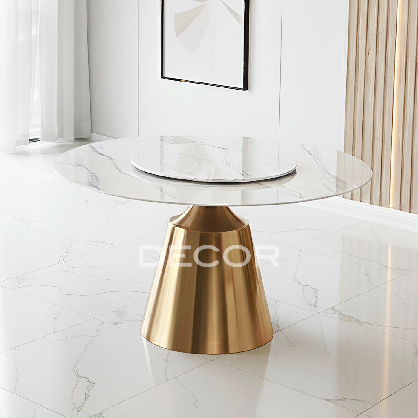 FORSETI Round Dining Table with lazy susan