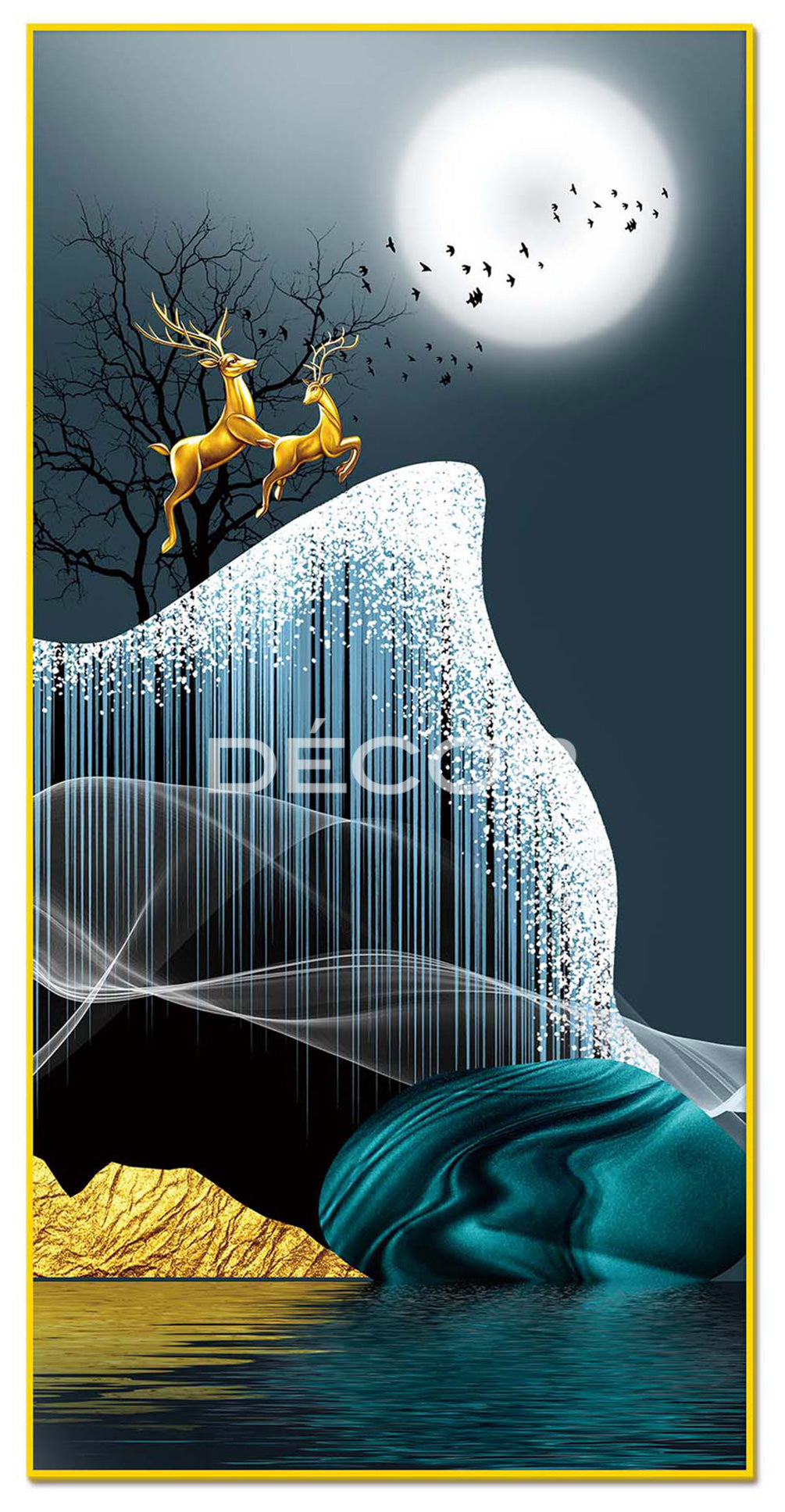 GOLD REINDEER (with L.E.D. Back Light) - ART PRINT