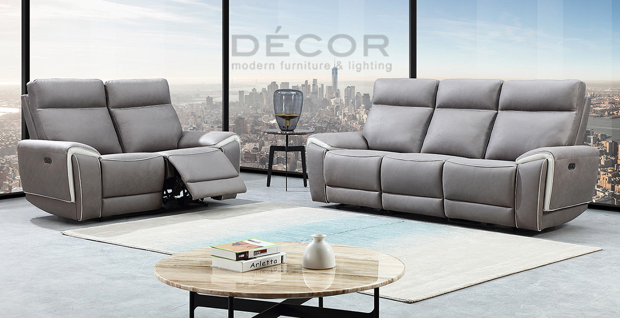 Luxurious DECOR Manila LOUIE POWER RECLINING LEATHER SOFA for
