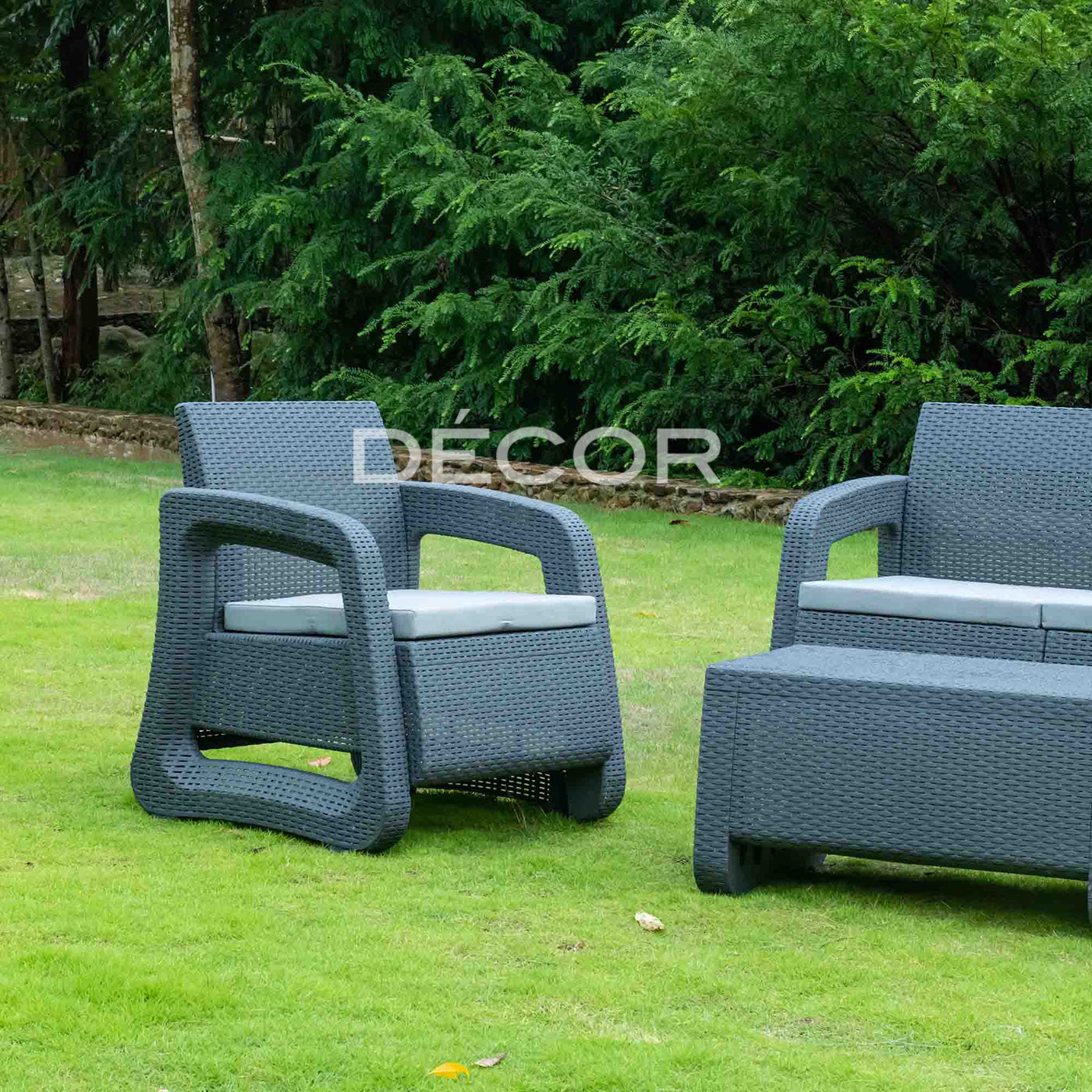 MANHATTAN Outdoor Rattan Sofa Set - Charcoal Grey (Sold as a set)