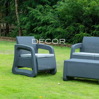 MANHATTAN Outdoor Rattan Sofa Set - Charcoal Grey (Sold as a set)
