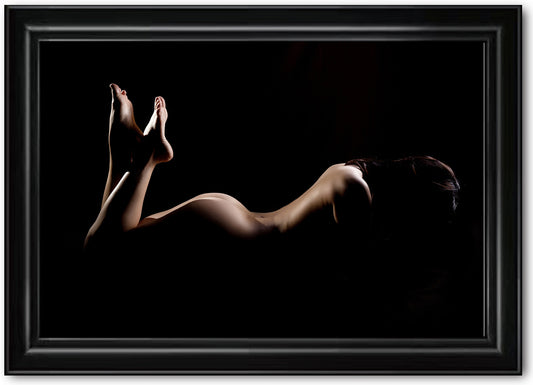 GIRL ON BLACK BACKGROUND - BACKLIT ART PRINT (100cm H x 150cm W)