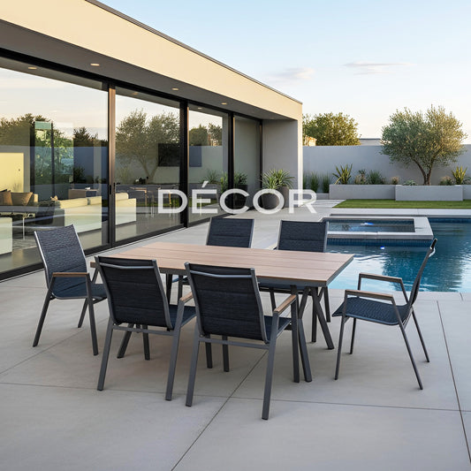 BELWOOD Rectangular Table with 6 Chairs (sold as a set)