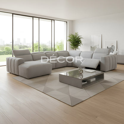 BRENTWOOD Fabric L-Shape Sofa (w 2 power recline seats)