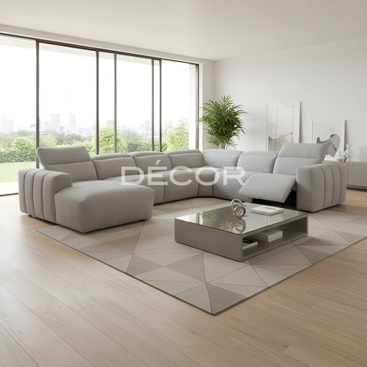 BRENTWOOD Fabric L-Shape Sofa (w 2 power recline seats)