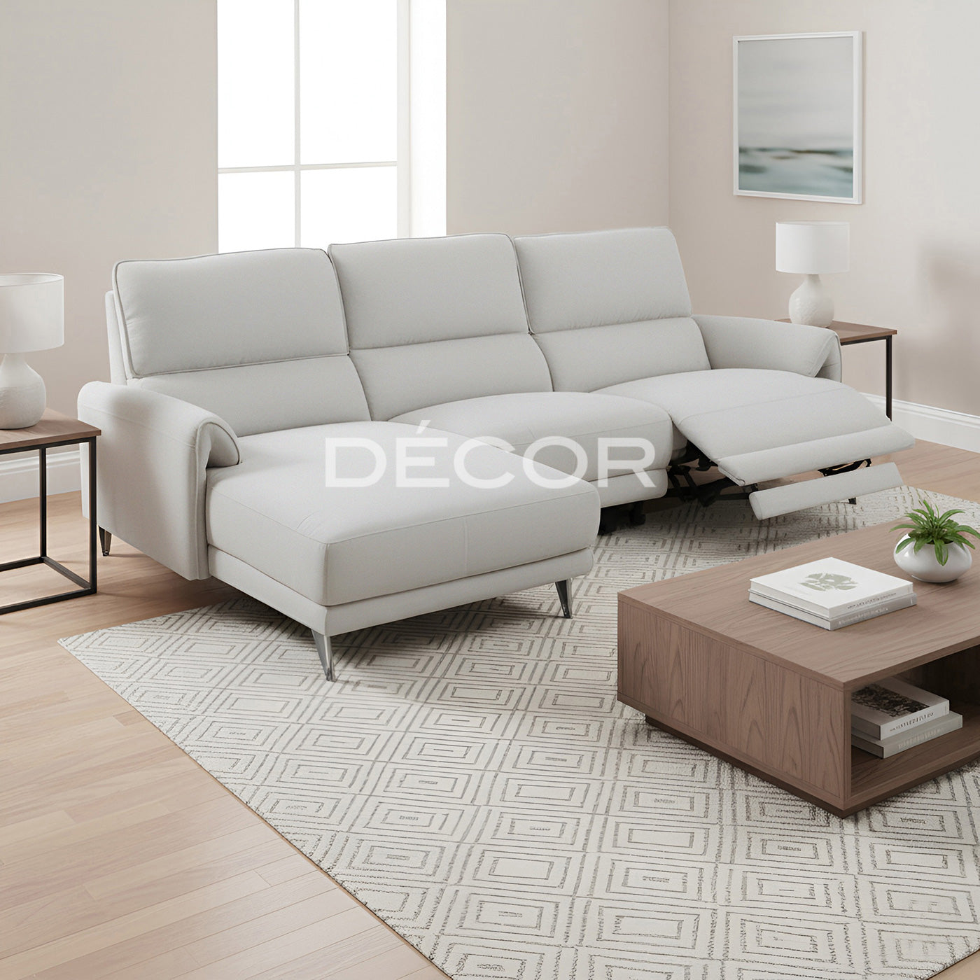 BUCKINGHAM Fabric L-Shape Sofa (w power recline)