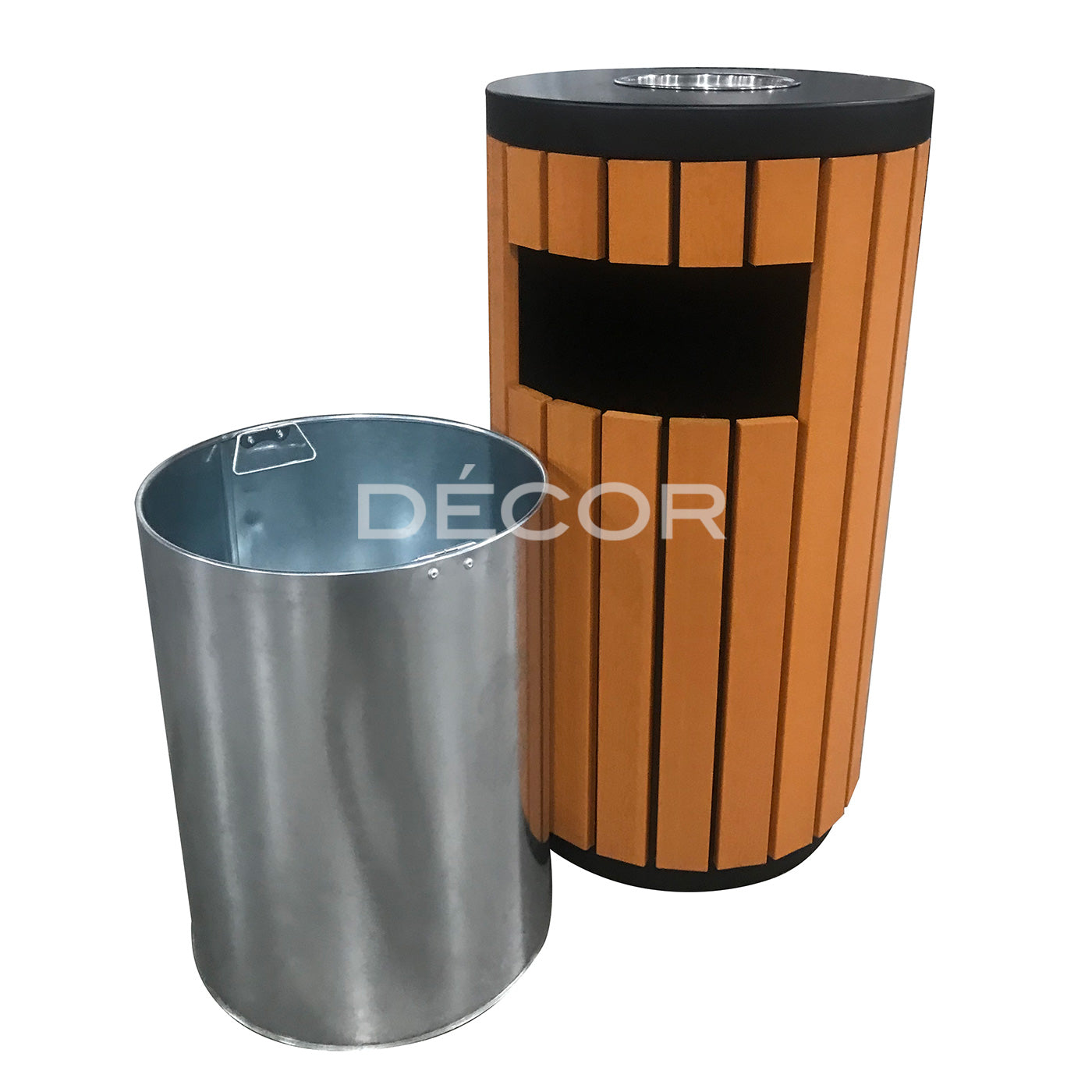 C14 - Outdoor Garbage Can - Side Open w/ Ashtray on Top