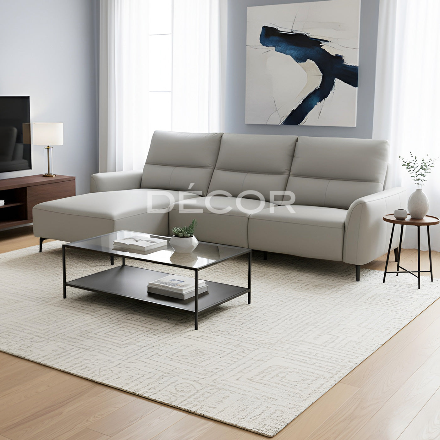 CALGARY L-Shape Leather Sofa (w Power Recline)