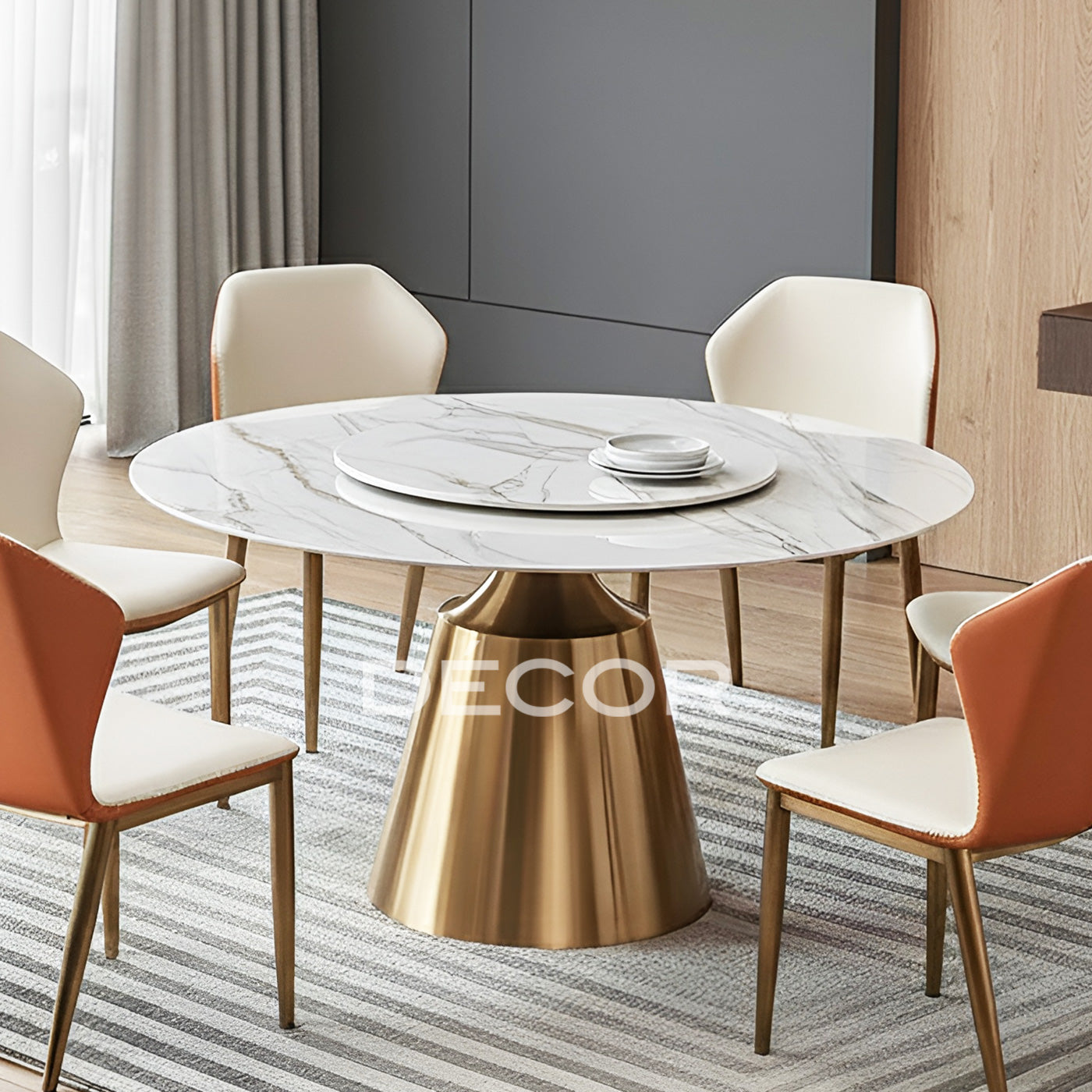 FORSETI Round Dining Table with lazy susan