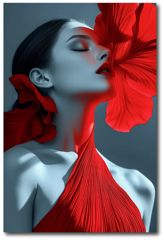 WOMEN IN RED SILK - ART PRINT (120cm H x 80cm W)