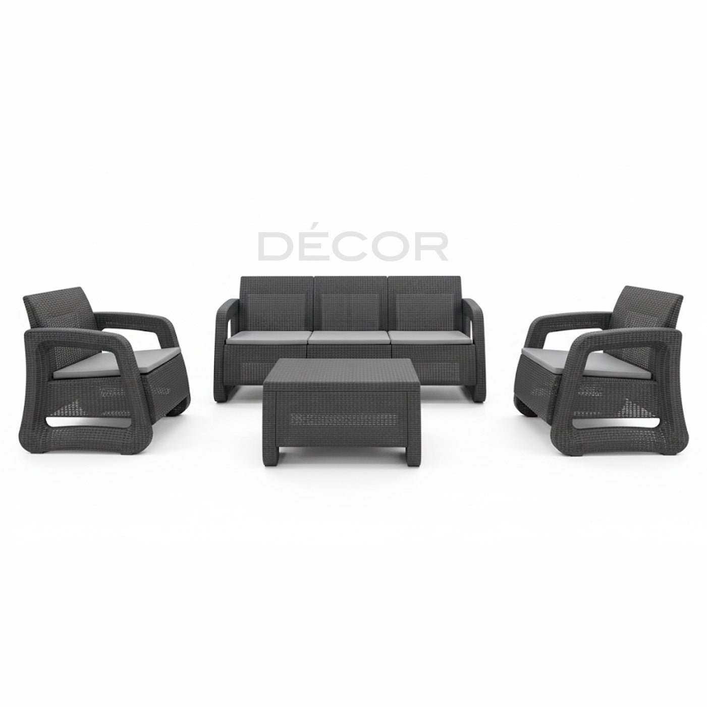 MANHATTAN Outdoor Rattan Sofa Set - Charcoal Grey (Sold as a set)