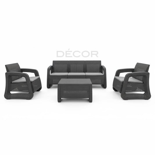 MANHATTAN Outdoor Rattan Sofa Set - Charcoal Grey (Sold as a set)