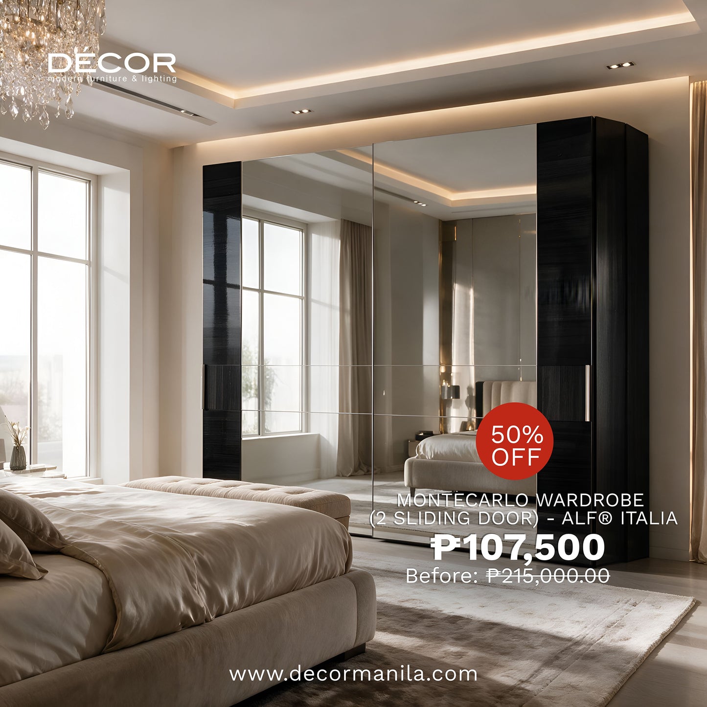 MONTECARLO Wardrobe (2 Sliding Door) - ALF® ITALIA