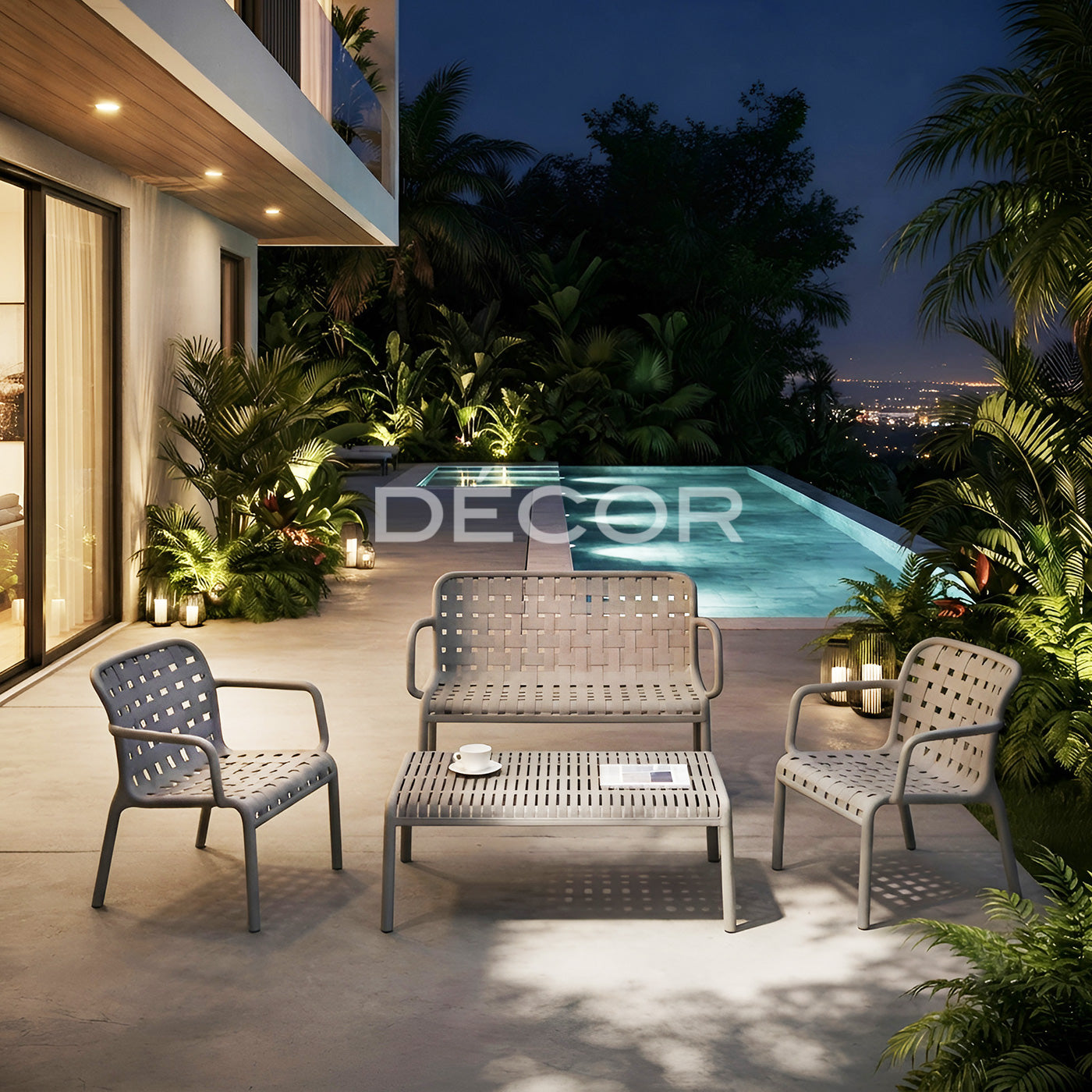 NEBRASKA Outdoor Rattan Sofa Set - Silver Grey (Sold as a set)