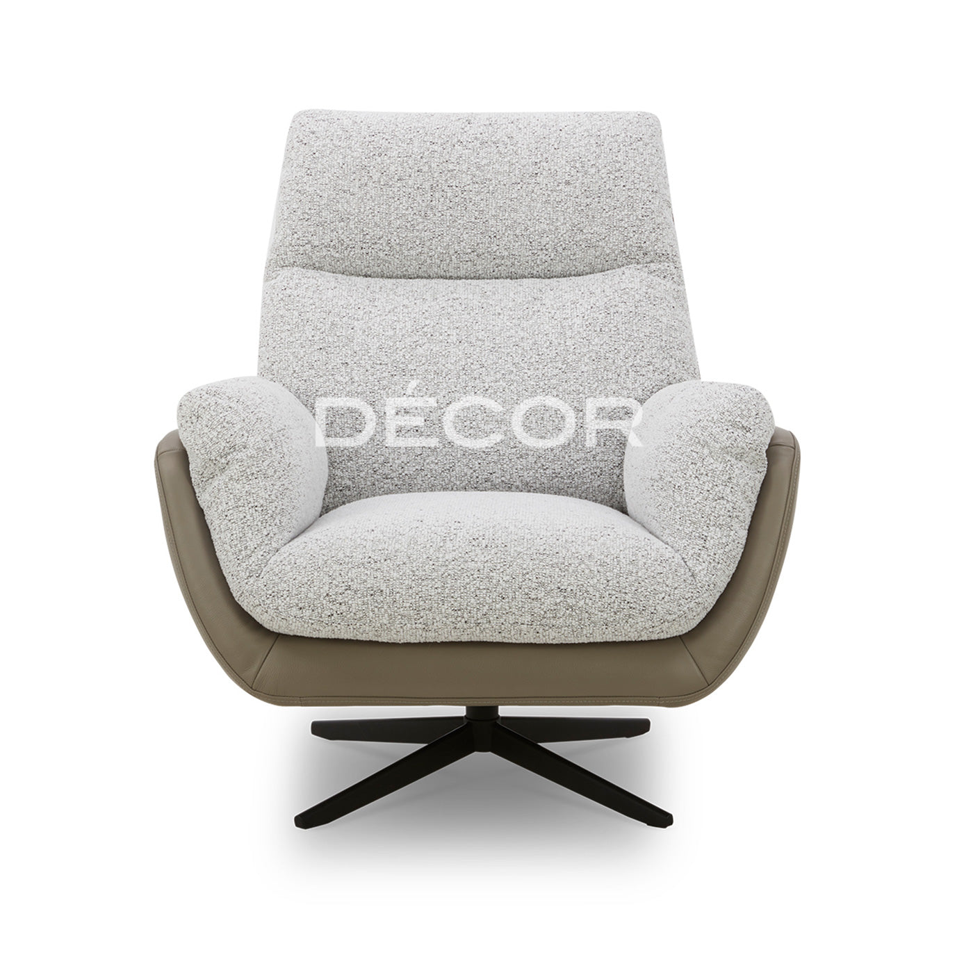 OKINI Accent Chair in Fabric and Leather (Swivel)