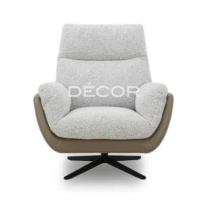 OKINI Accent Chair in Fabric and Leather (Swivel)