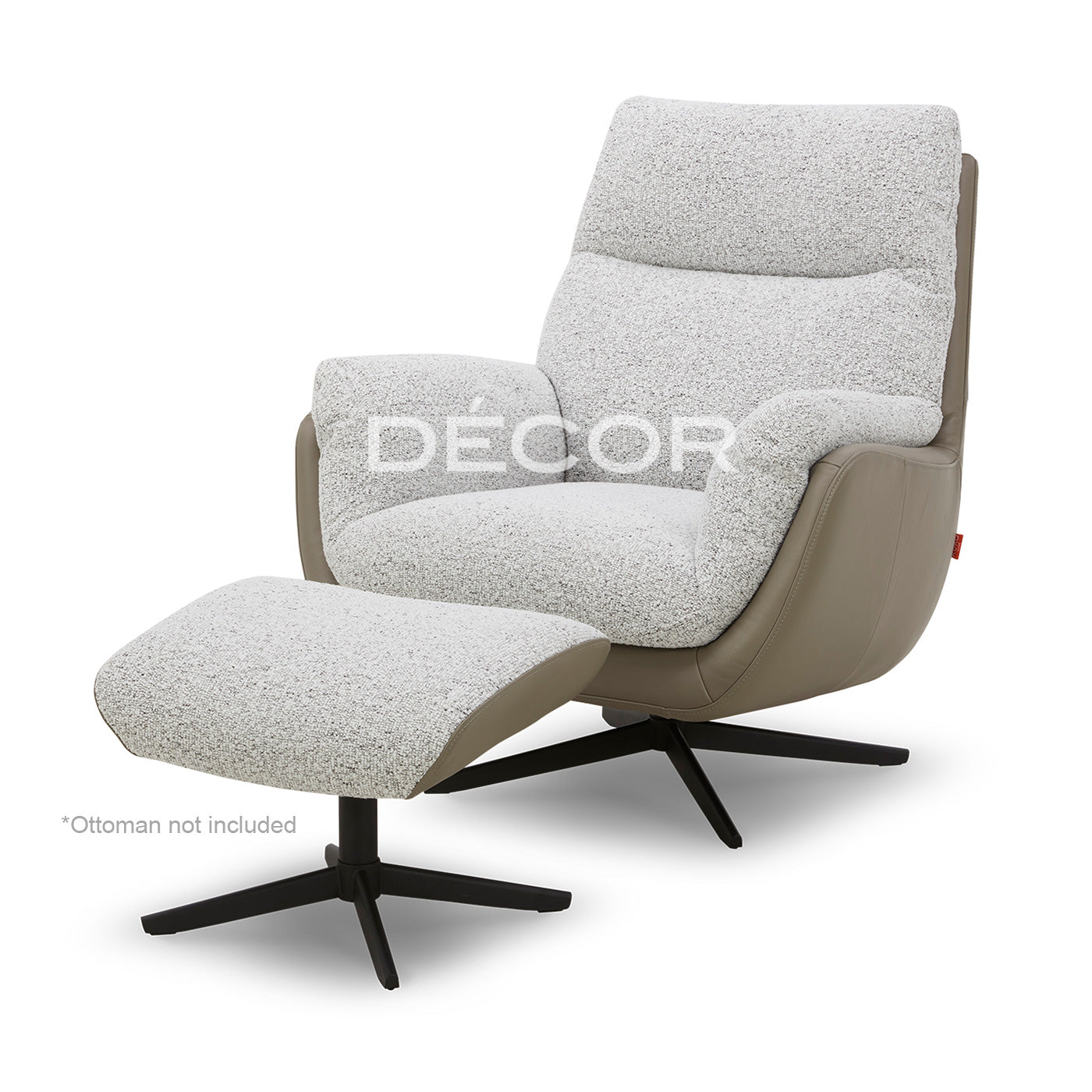 OKINI Accent Chair in Fabric and Leather (Swivel)
