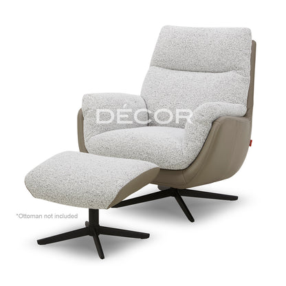OKINI Accent Chair in Fabric and Leather (Swivel)