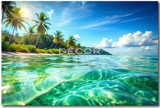 PALM TREES AND GREEN WATERS - ART PRINT