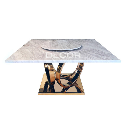 QUEST Square Dining Table w/ Lazy Susan