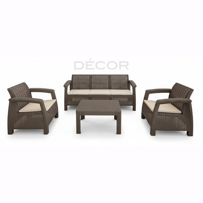URBAN Outdoor Rattan Sofa Set - Cappuccino (Sold as a set)