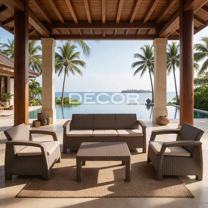 URBAN Outdoor Rattan Sofa Set - Cappuccino (Sold as a set)