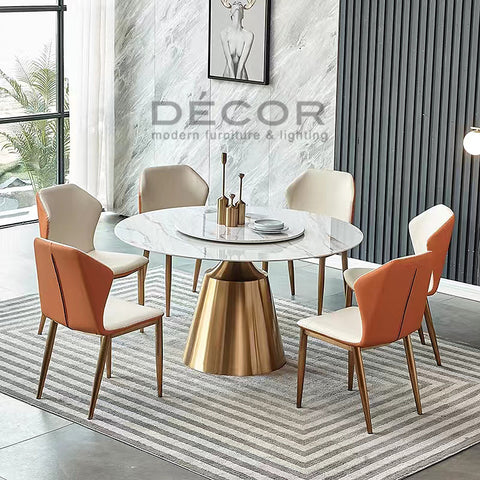 FORSETI Round Dining Table with lazy susan