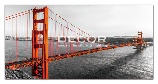 Golden Gate on B&W (Orange) - Art Print