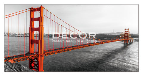 Golden Gate on B&W (Orange) - Art  Print