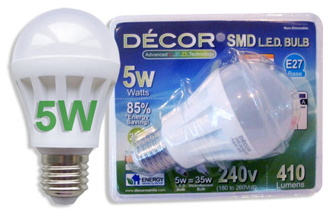 L.E.D. SMD BULB 5Watts, E27 Base