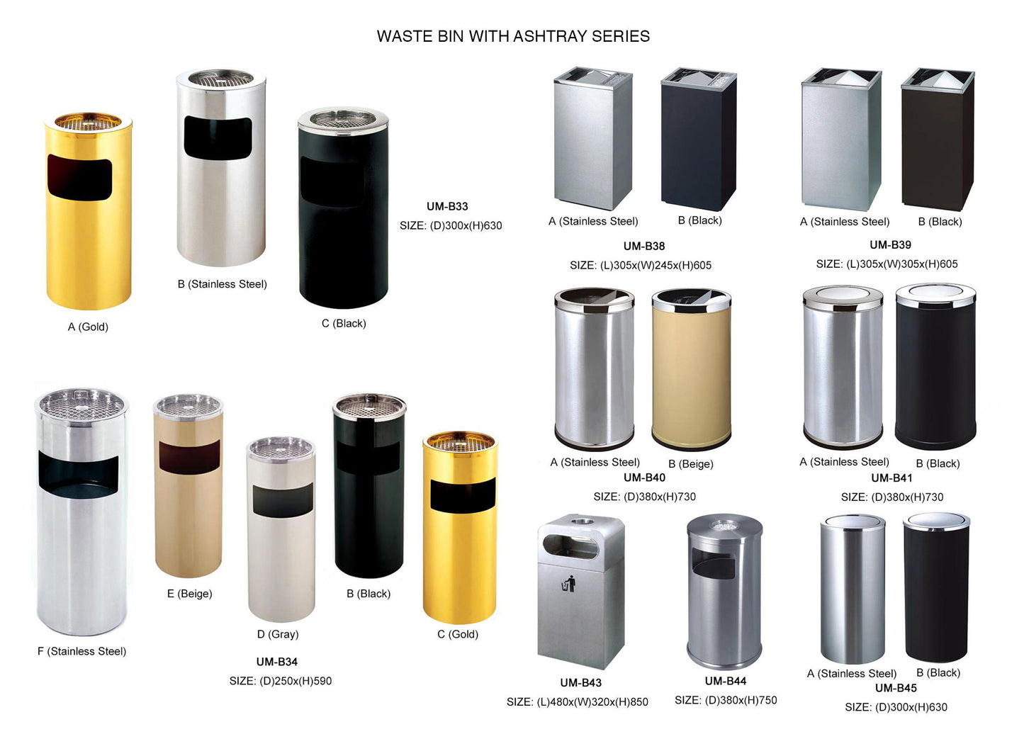 Waste Bins with Ashtrays 2